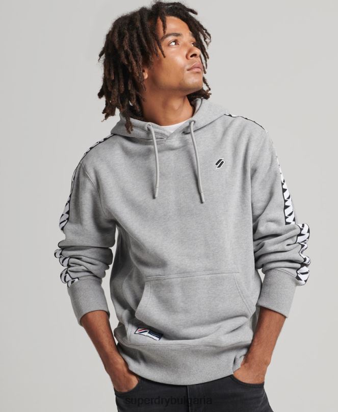 Superdry облекло N00H760 сиво мъже суичър с лента с лого