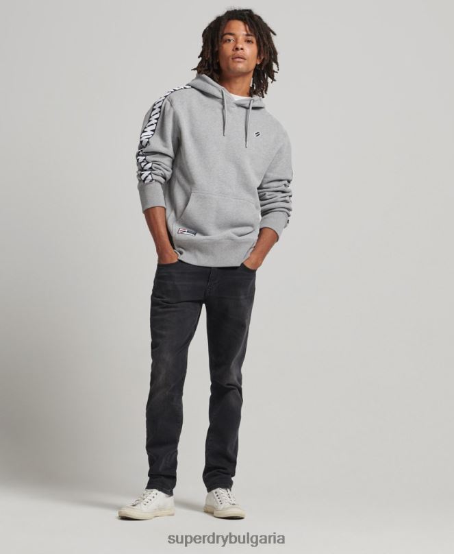 Superdry облекло N00H760 сиво мъже суичър с лента с лого