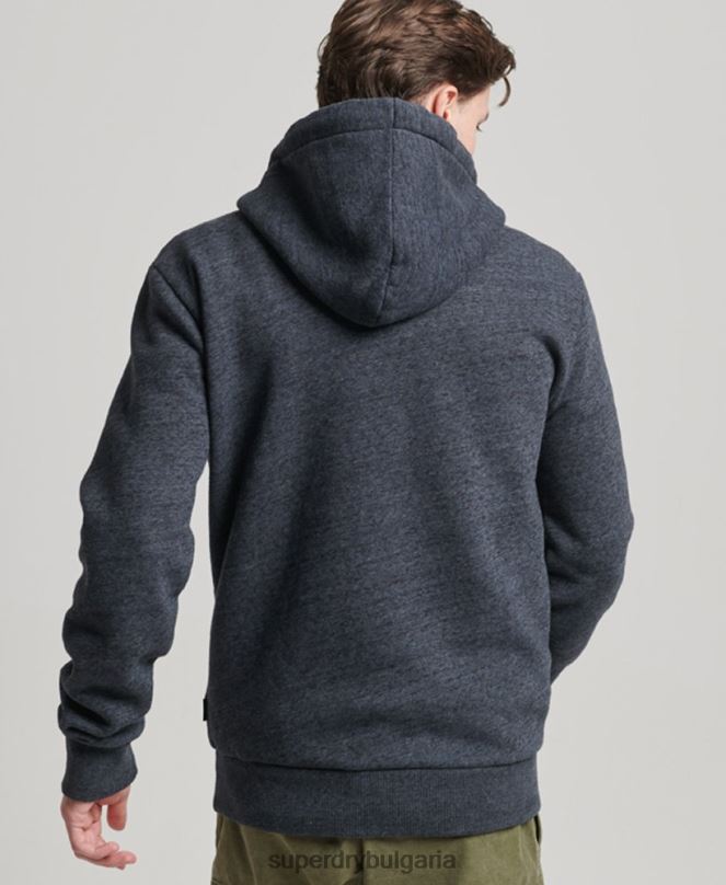 Superdry облекло N00H767 военноморски флот мъже ретро качулка с релефно лого