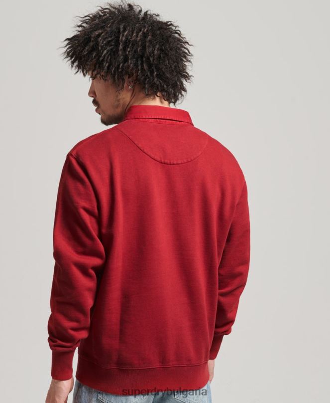Superdry облекло N00H769 червен мъже винтидж суичър от ръгби