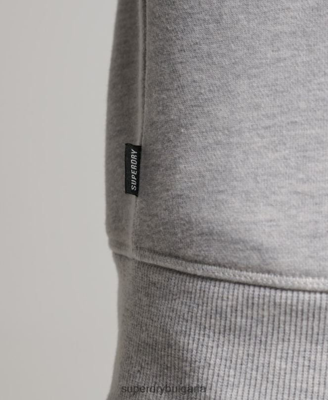 Superdry облекло N00H770 светло сив мъже органичен памук есенциален лого екипаж суичър