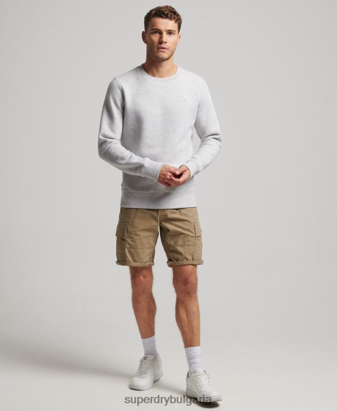 Superdry облекло N00H770 светло сив мъже органичен памук есенциален лого екипаж суичър