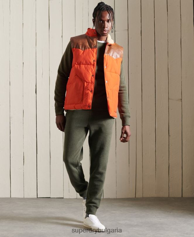 Superdry облекло N00H775 каки мъже ретро бродиран суичър на екипажа с лого