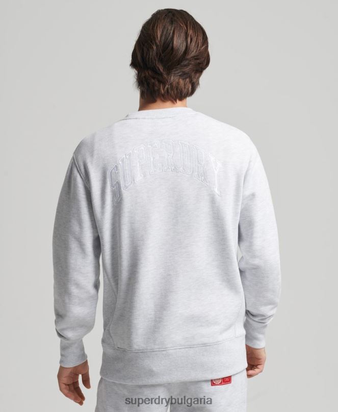 Superdry облекло N00H778 светло сив мъже суитшърт varsity arch crew