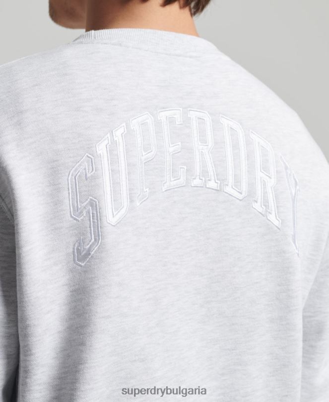 Superdry облекло N00H778 светло сив мъже суитшърт varsity arch crew