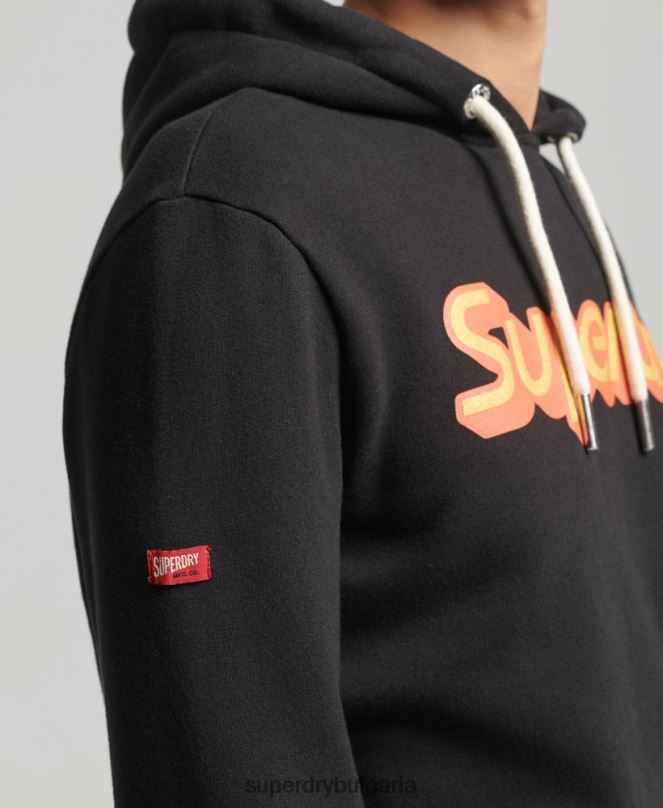 Superdry облекло N00H781 черен мъже качулка за търговско сътрудничество