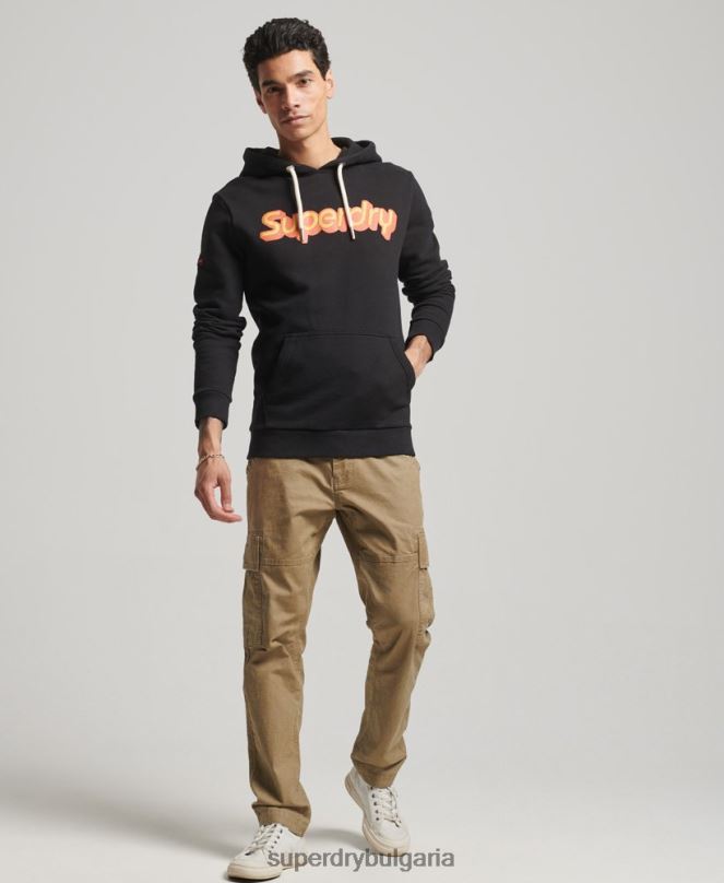 Superdry облекло N00H781 черен мъже качулка за търговско сътрудничество