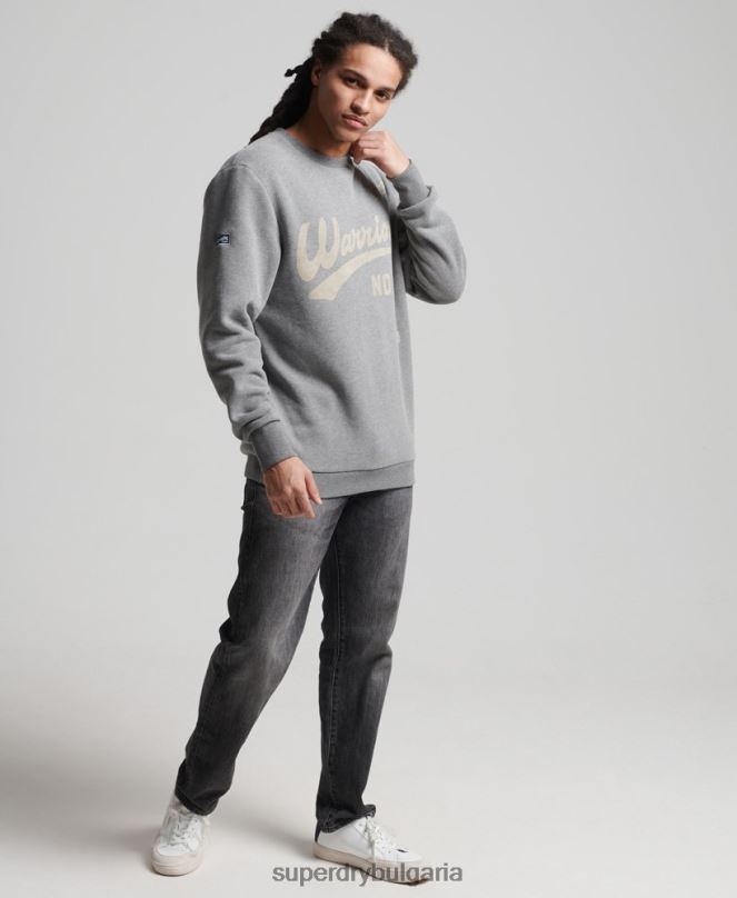Superdry облекло N00H782 тъмно сив мъже суитшърт Collegiate crew