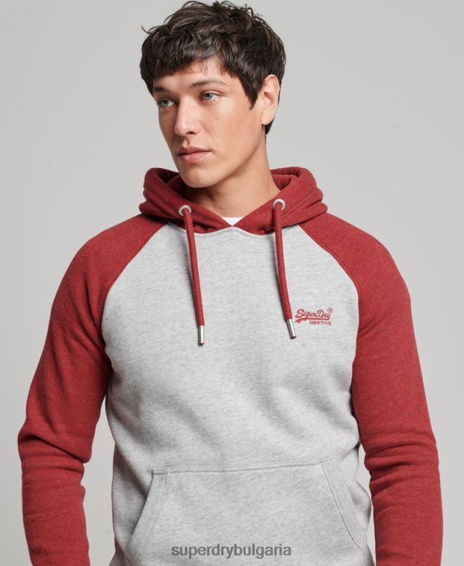 Superdry облекло N00H784 светло сив мъже бейзболна качулка с ретро лого