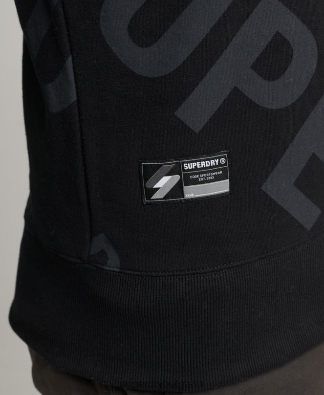 Superdry облекло N00H786 черен мъже свободен суитшърт с лого с надпис