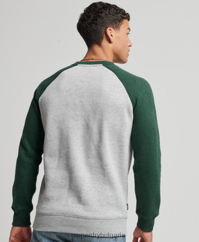 Superdry облекло N00H788 зелено мъже суитшърт на бейзболния екип