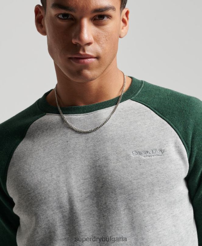 Superdry облекло N00H788 зелено мъже суитшърт на бейзболния екип