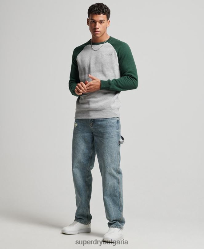 Superdry облекло N00H788 зелено мъже суитшърт на бейзболния екип