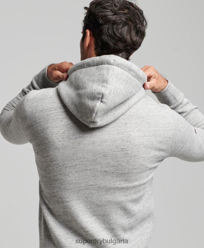 Superdry облекло N00H789 сиво мъже винтидж качулка с лого