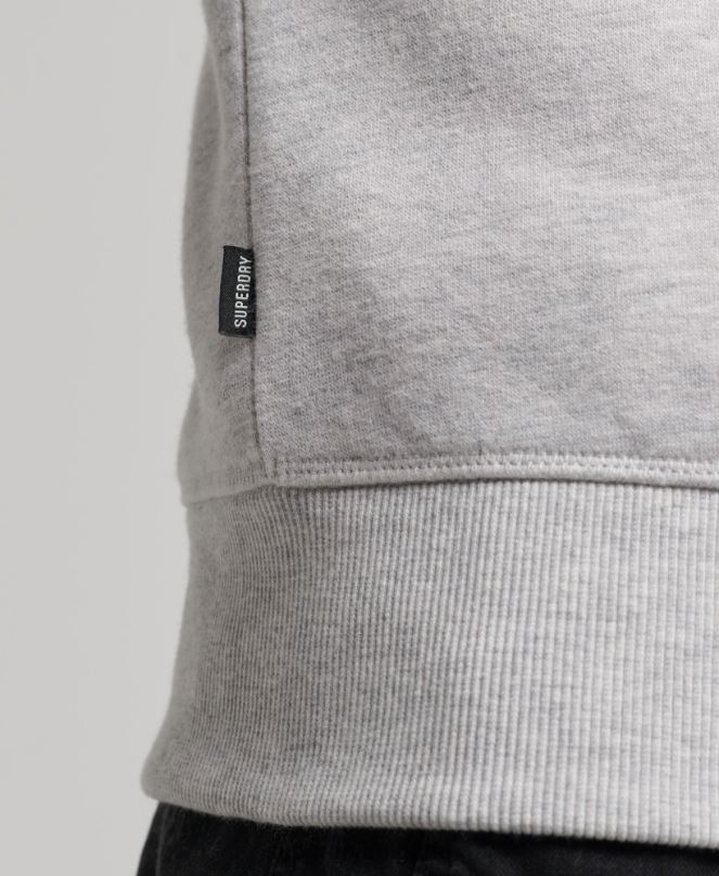 Superdry облекло N00H790 светло сив мъже ретро бродиран суичър на екипажа с лого