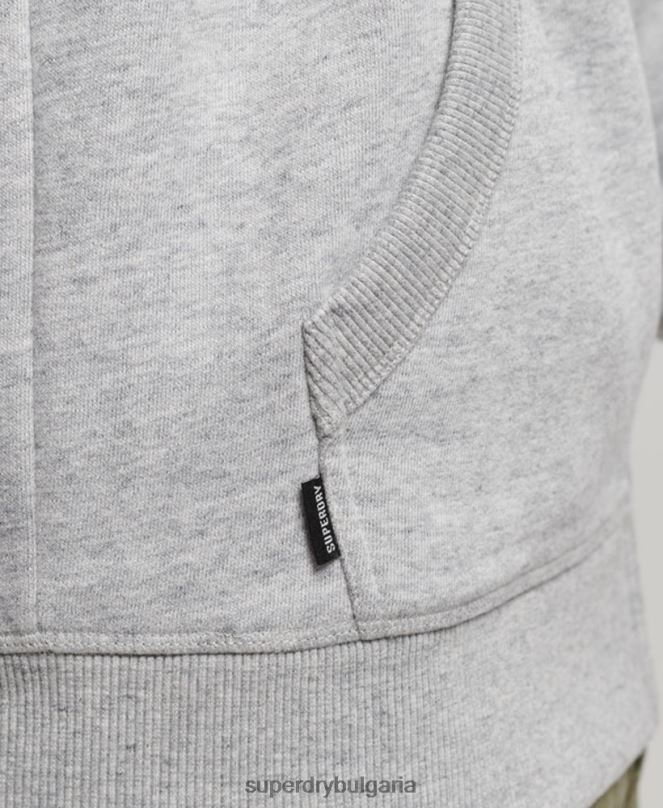 Superdry облекло N00H792 сиво мъже ретро суичър с цип с бродирано лого