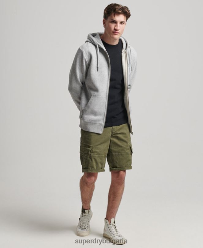 Superdry облекло N00H792 сиво мъже ретро суичър с цип с бродирано лого