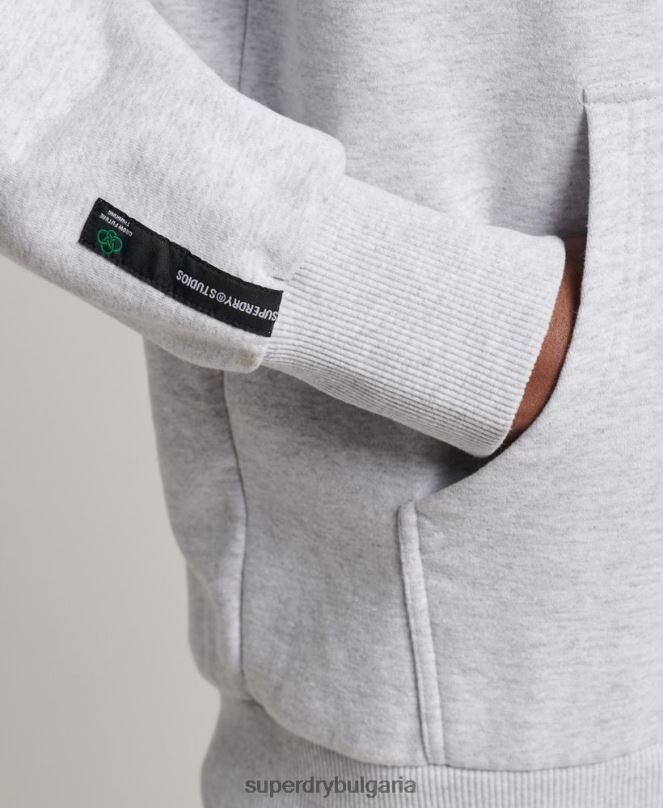 Superdry облекло N00H793 светло сив мъже рециклирана градска качулка