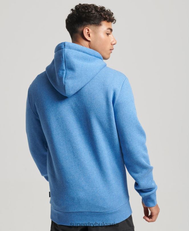 Superdry облекло N00H798 син мъже ретро суичър с релефна качулка