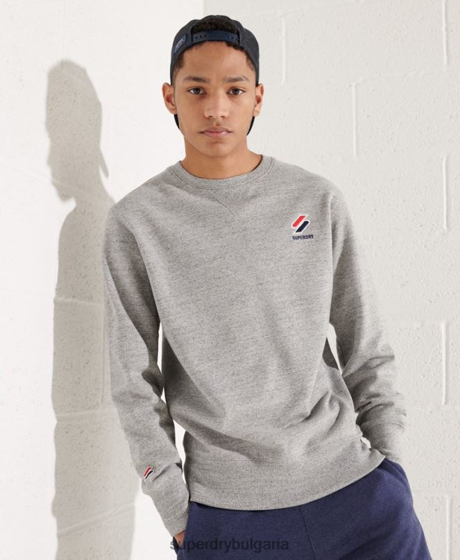 Superdry облекло N00H799 светло сив мъже спортен суичър с кръгла яка