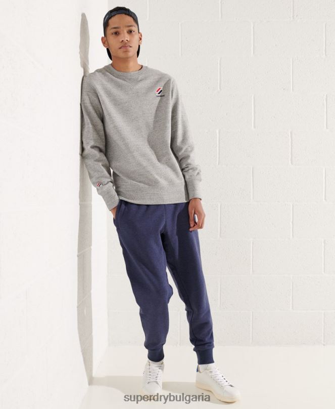 Superdry облекло N00H799 светло сив мъже спортен суичър с кръгла яка