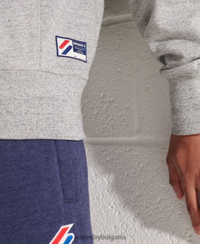 Superdry облекло N00H799 светло сив мъже спортен суичър с кръгла яка