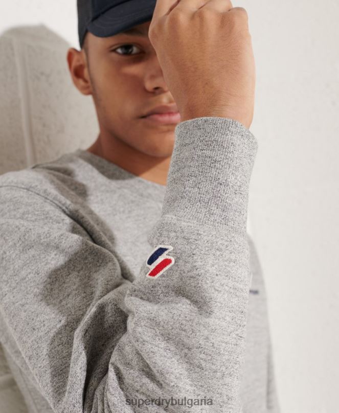 Superdry облекло N00H799 светло сив мъже спортен суичър с кръгла яка