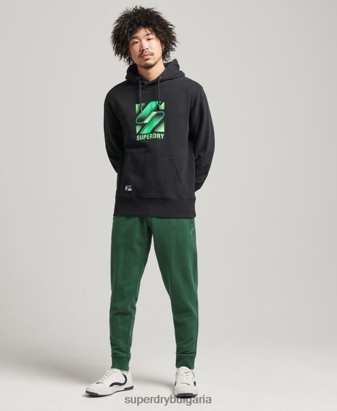 Superdry облекло N00H800 черен мъже свободна качулка с полутонов код