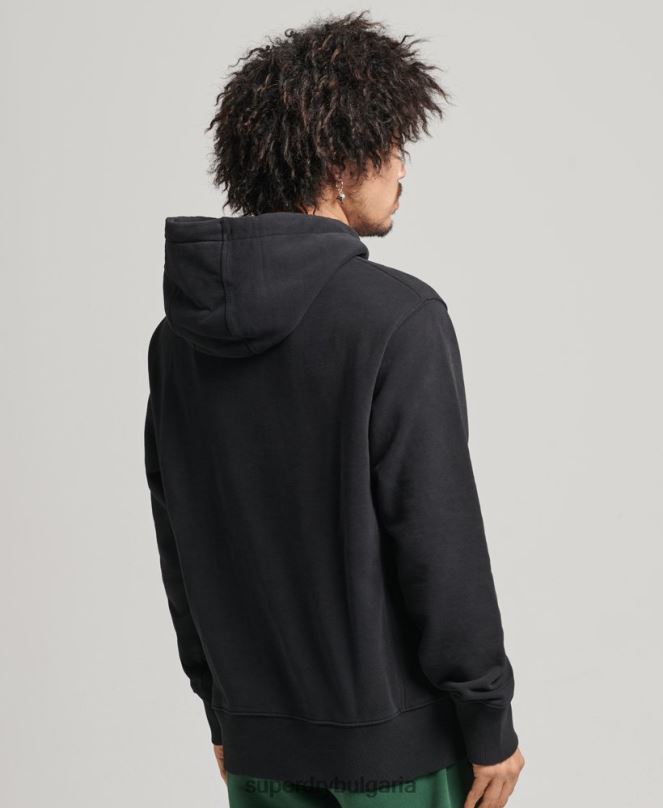 Superdry облекло N00H800 черен мъже свободна качулка с полутонов код