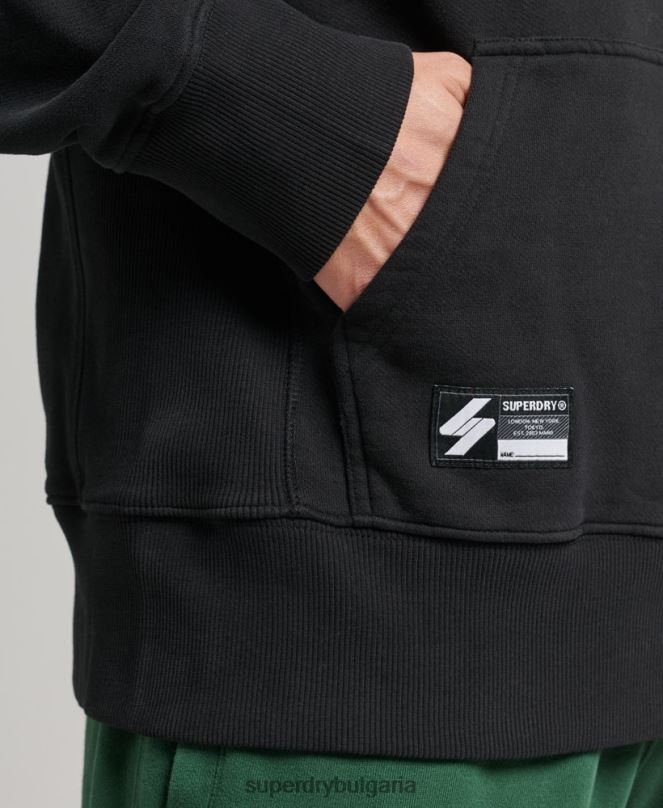 Superdry облекло N00H800 черен мъже свободна качулка с полутонов код