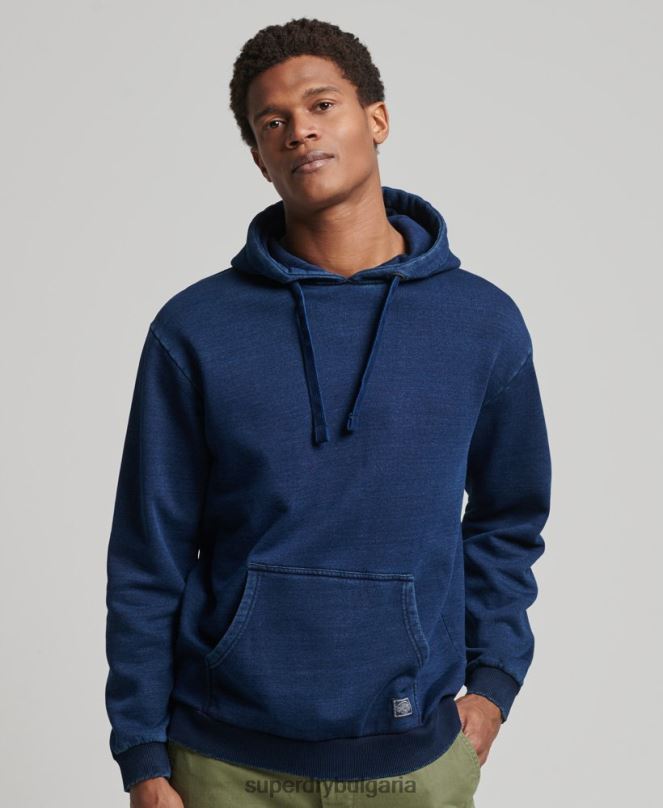 Superdry облекло N00H802 тъмно синьо мъже ретро индиго качулка