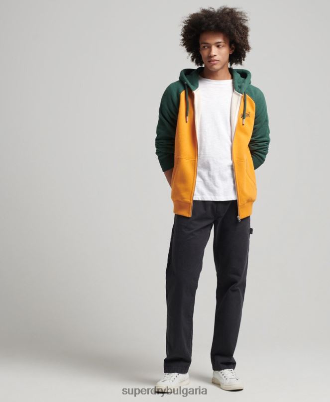 Superdry облекло N00H803 злато мъже Бейзболна качулка с цип от органичен памук