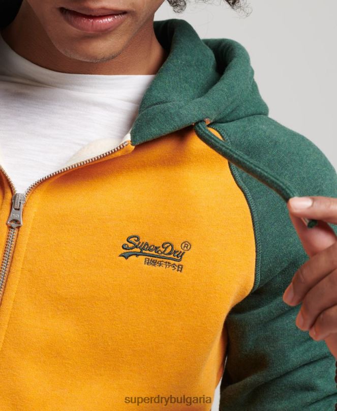 Superdry облекло N00H803 злато мъже Бейзболна качулка с цип от органичен памук