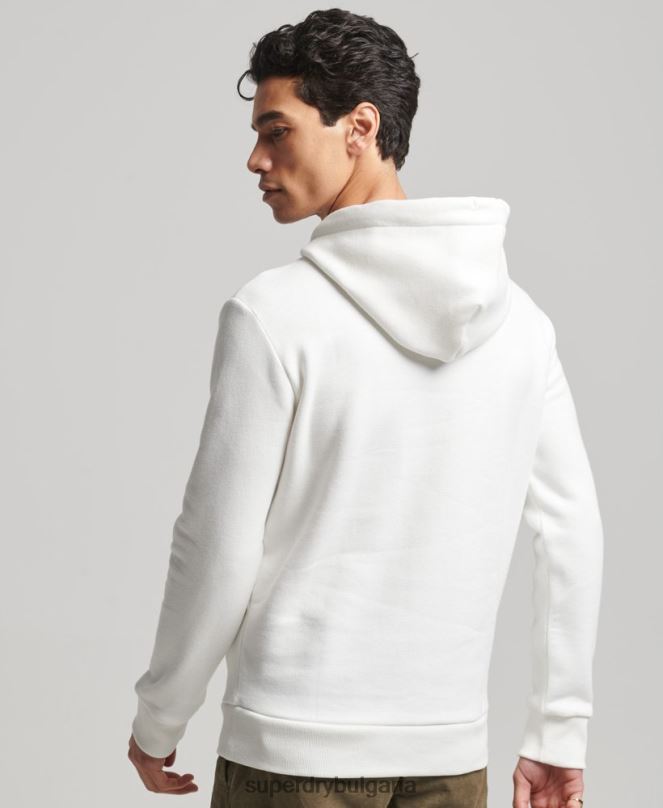 Superdry облекло N00H804 бяло мъже качулка за търговско сътрудничество