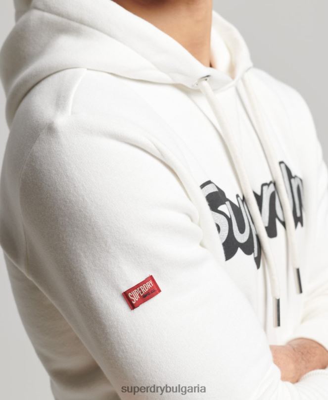 Superdry облекло N00H804 бяло мъже качулка за търговско сътрудничество