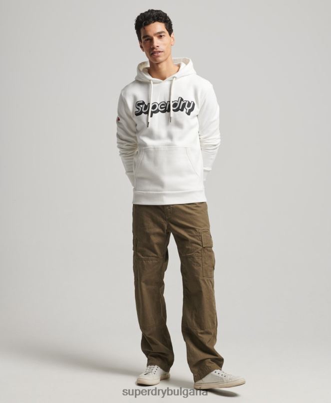 Superdry облекло N00H804 бяло мъже качулка за търговско сътрудничество