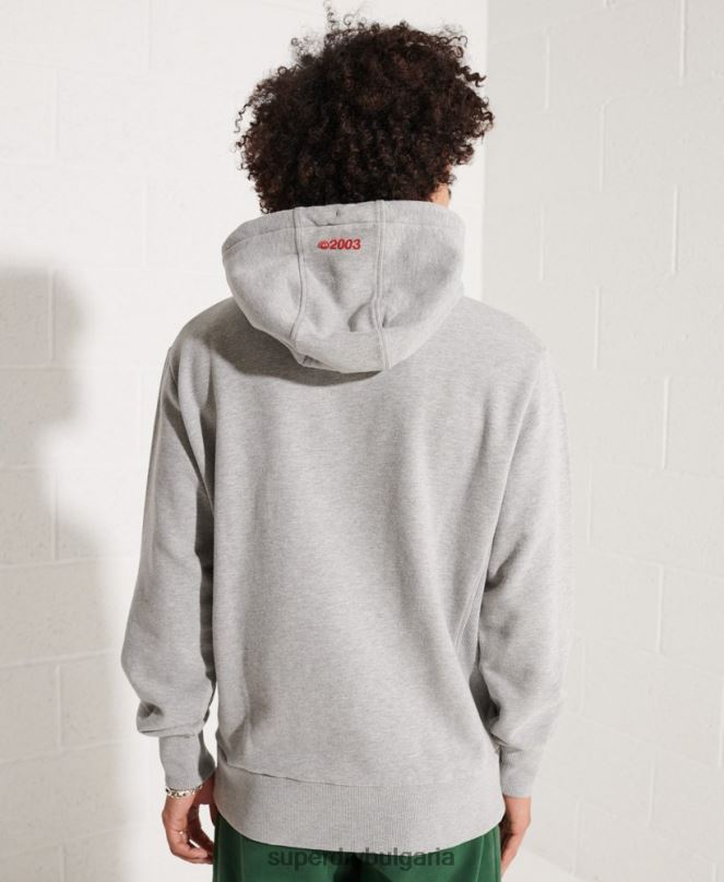 Superdry облекло N00H807 сиво мъже независима качулка