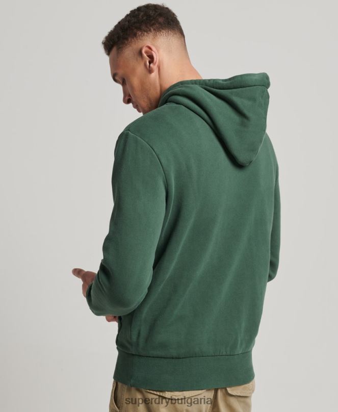 Superdry облекло N00H808 зелено мъже американска класическа качулка с винтидж лого