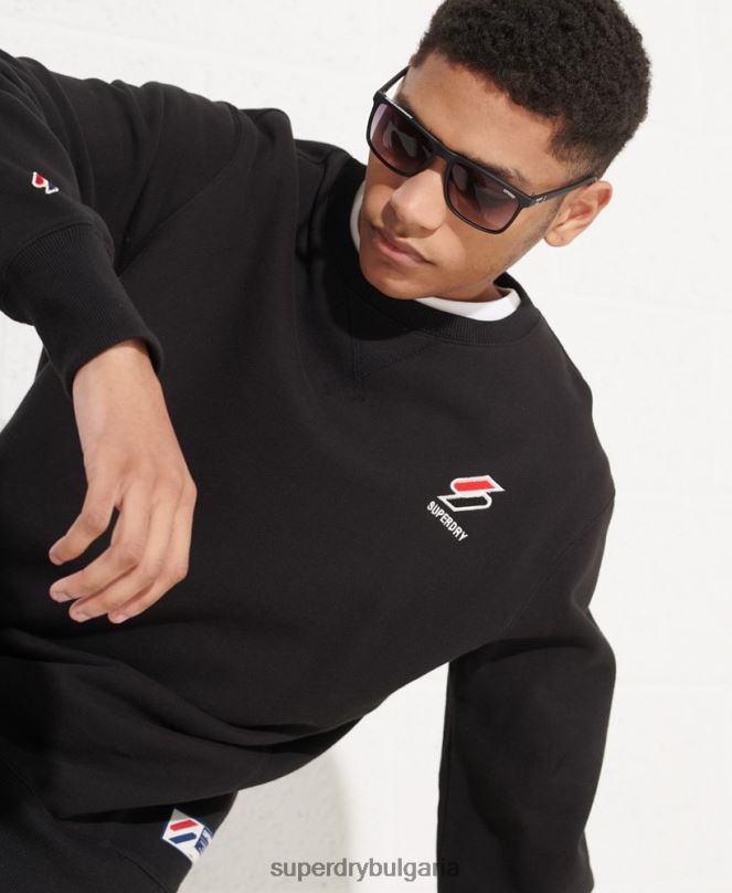 Superdry облекло N00H814 черен мъже спортен суичър с кръгла яка