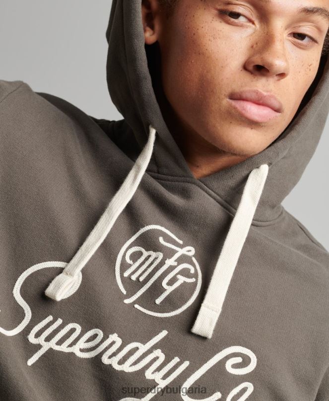 Superdry облекло N00H815 тъмно сив мъже стилизирана и изработена качулка