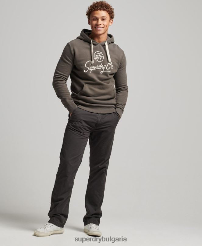 Superdry облекло N00H815 тъмно сив мъже стилизирана и изработена качулка
