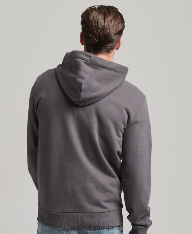 Superdry облекло N00H817 тъмно сив мъже винтидж нечеткана качулка в центъра на града