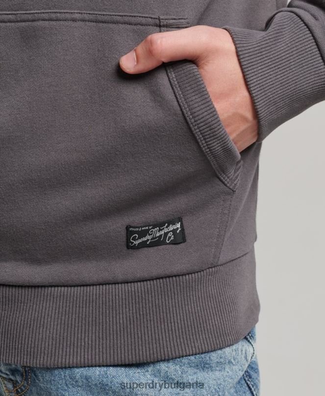 Superdry облекло N00H817 тъмно сив мъже винтидж нечеткана качулка в центъра на града