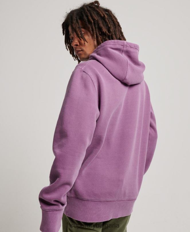 Superdry облекло N00H818 лилаво мъже ретро изпрана качулка