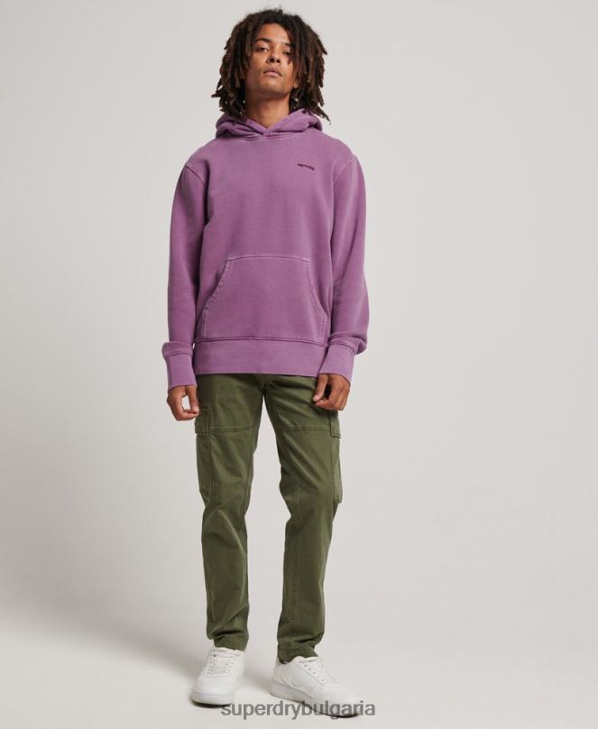 Superdry облекло N00H818 лилаво мъже ретро изпрана качулка