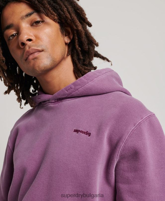 Superdry облекло N00H818 лилаво мъже ретро изпрана качулка