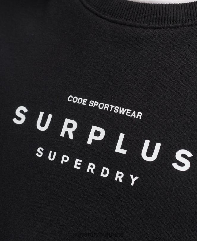 Superdry облекло N00H819 черен мъже излишен графичен свободен суичър на екипажа