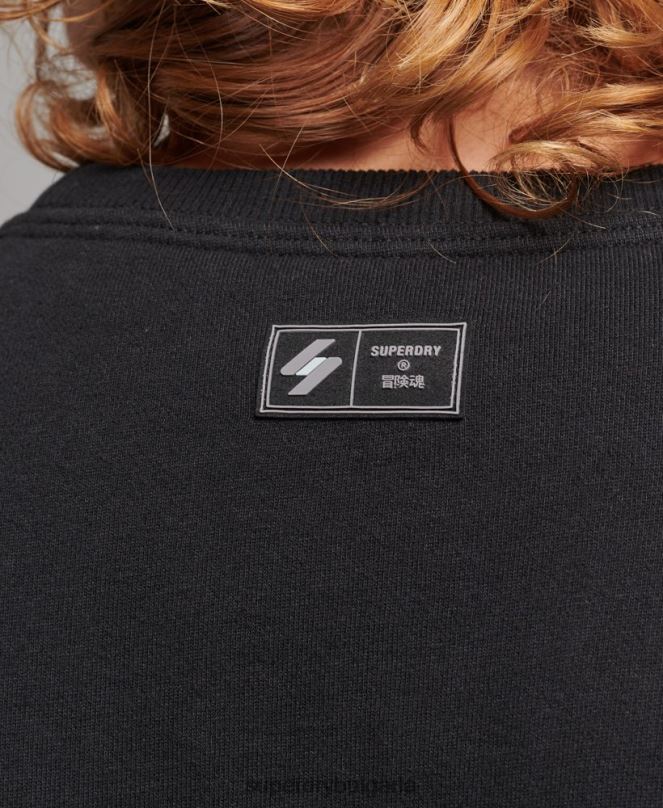 Superdry облекло N00H819 черен мъже излишен графичен свободен суичър на екипажа