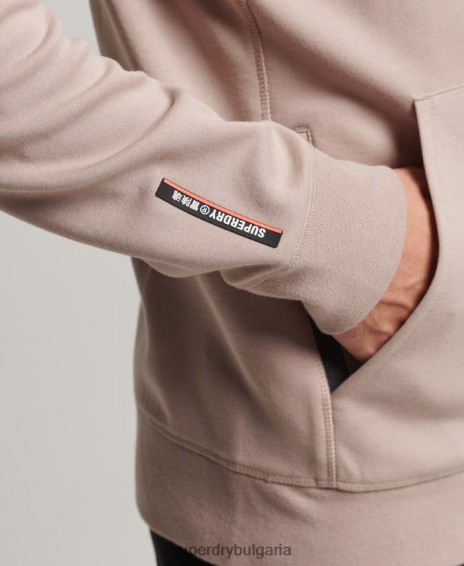 Superdry облекло N00H81 светло сив мъже суичър с цип код тек