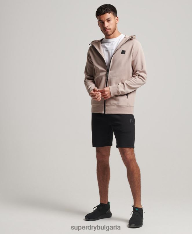 Superdry облекло N00H81 светло сив мъже суичър с цип код тек